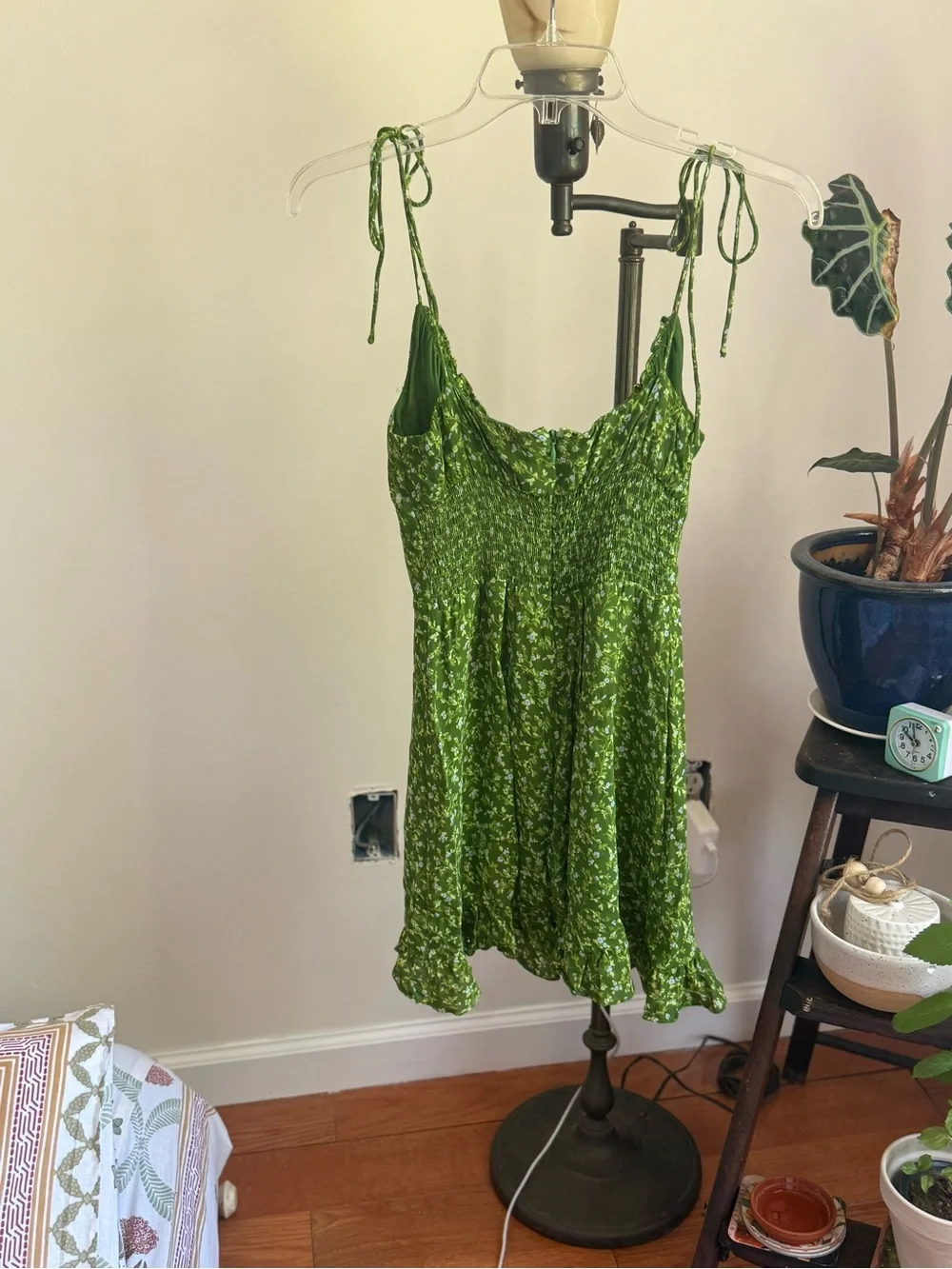 Reformation Green Floral Smocked Mini Dress - Picture 5 of 10